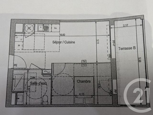 Appartement F2 à louer - 2 pièces - 38.34 m2 - LANGLADE - 30 - LANGUEDOC-ROUSSILLON - Century 21 Jcd Immobilier